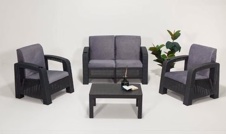 Garten-2-Sitzer-Sofa Designer Sessel Edler Couchtisch Luxus Set