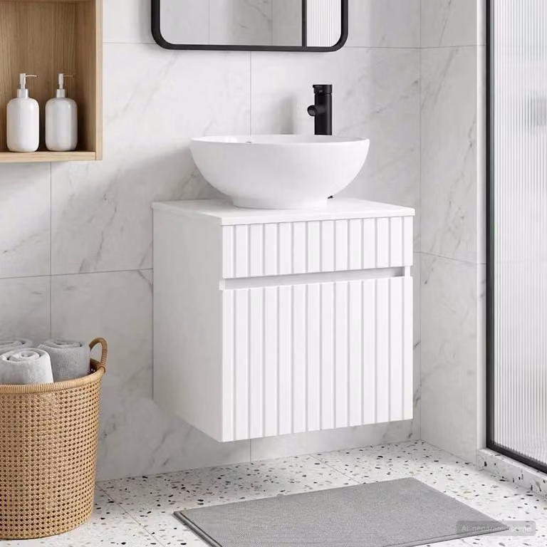Lavabo da parete mobile vidaXL Bianco L: 49 cm, P: 44,5 cm, H: 66,5 cm