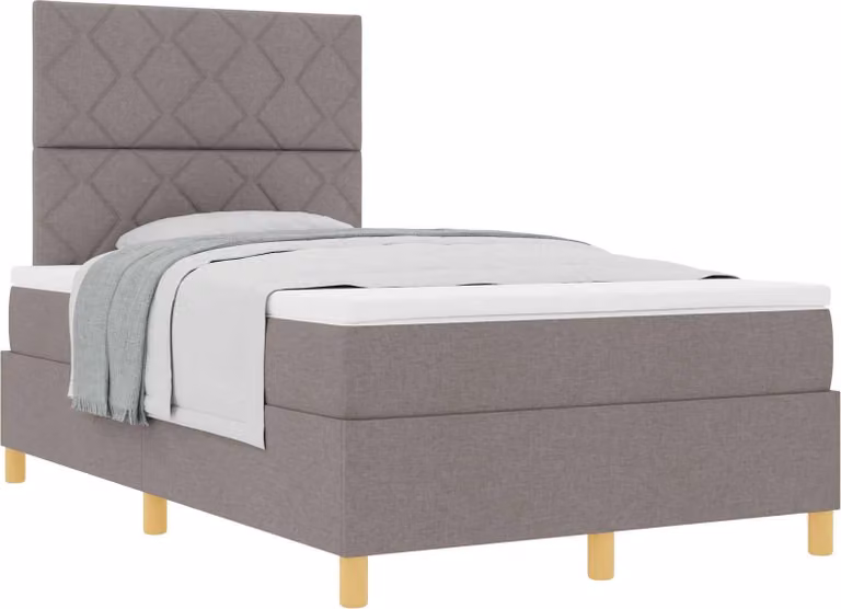 Letto a molle con materasso Taupe 120 x 190 cm in tessuto