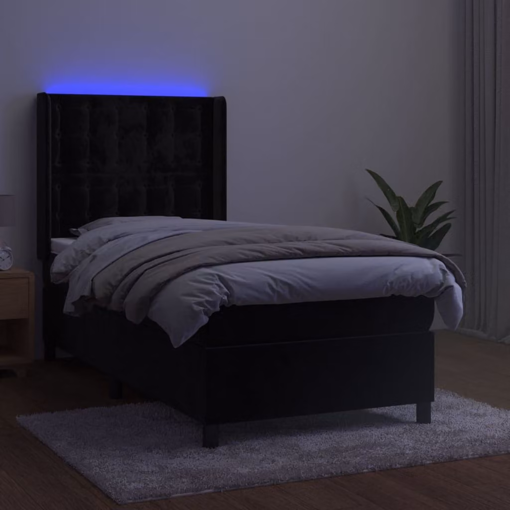 Maison Exclusive - Letto a Molle con Materasso e LED Nero 80x200 cm in Velluto