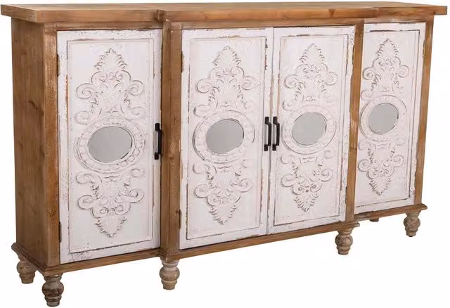 Credenza in legno intagliato marrone 154x35x87h