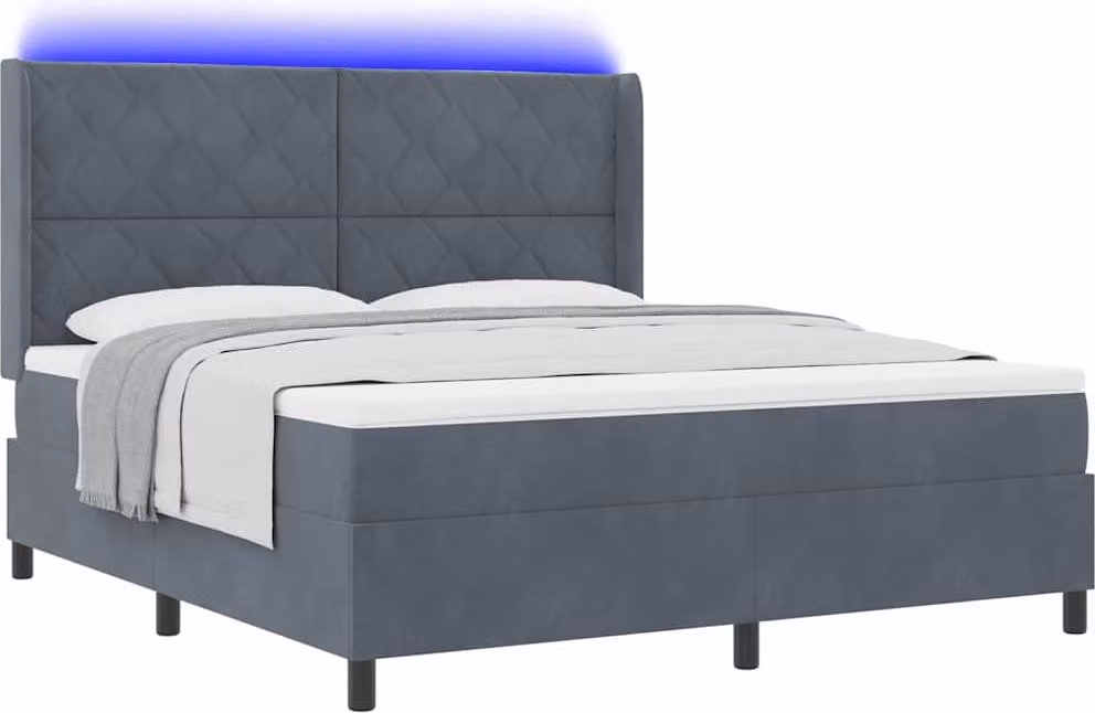 Letto a molle con materasso Grigio scuro 180 x 200 cm Velluto