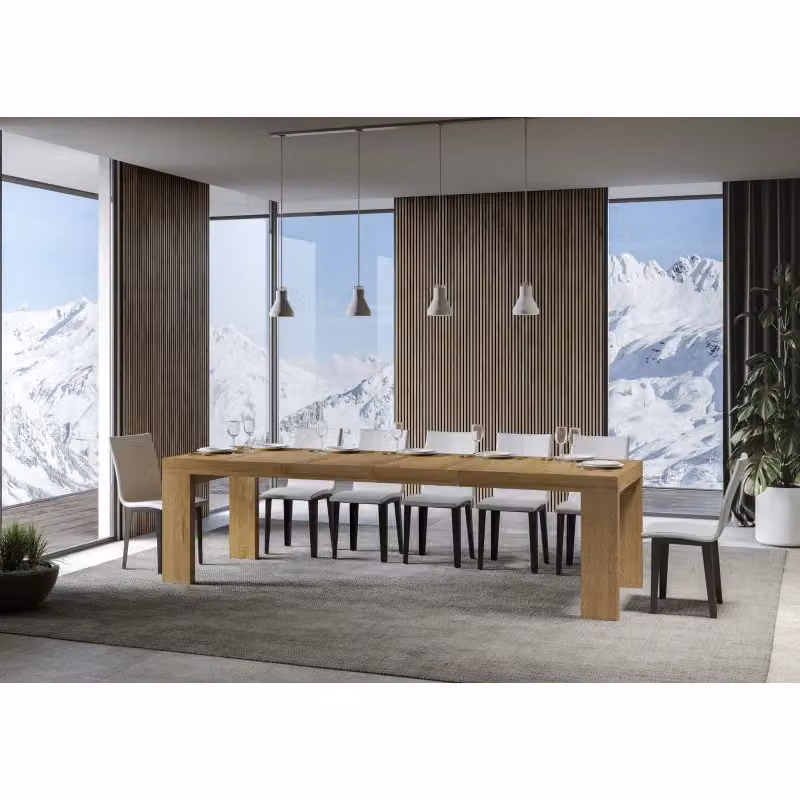 Tavolo rettangolare allungabile ITAMOBY in finitura rovere marrone per soggiorno e sala da pranzo – 2