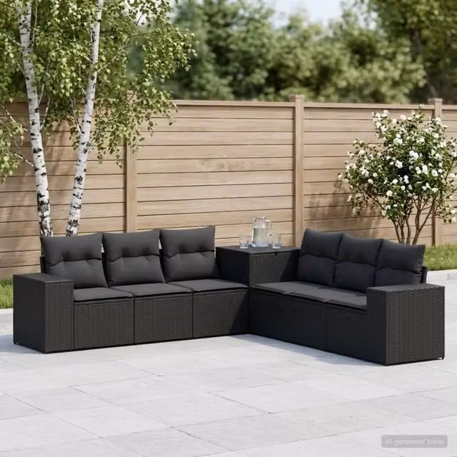 Set di divani 7 pz Nero 55 x 55 x 69 cm 3448834