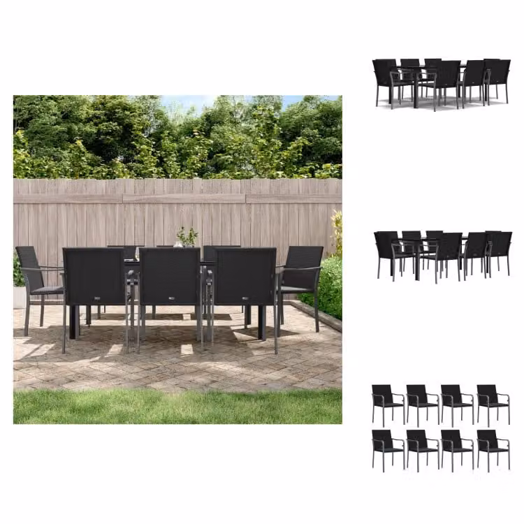 vidaXL Set da pranzo da giardino 9 pezzi con cuscini in polirattan e acciaio - Set di mobili da giardino