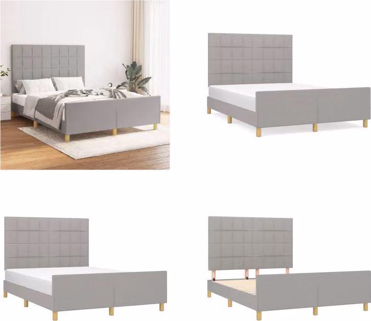 vidaXL Struttura letto con testiera in tessuto grigio chiaro 140x200 cm - Struttura letto con testiera - Struttura letto con testiera - Struttura letto - Letto con testiera