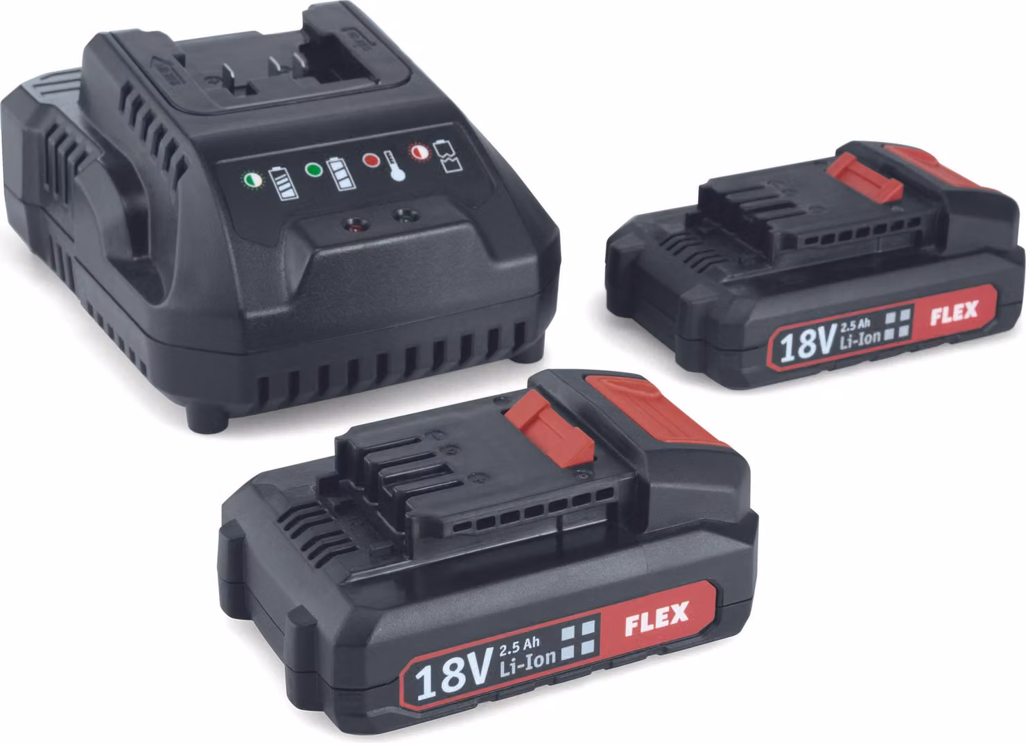 Flex Akku-Pack Power 22Q Set Ladegerät 18 V 2 Akku-Packs 2,5 Ah Schnellladegerät