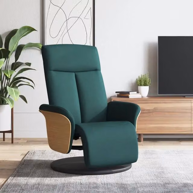 Poltrona Reclinabile Relax vidaXL Verde con Poggiapiedi e Rotazione 360 Gradi in Tessuto