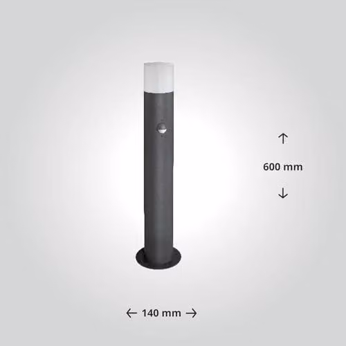 - Lampada da esterno Wegeleuchte, diametro 60 cm, colore antracite, con sensore di movimento, realizzata in alluminio, resistente agli agenti atmosferici, adatta per lampadine LED con attacco E27, ideale per l'illuminazione del giardino, grado di protezio