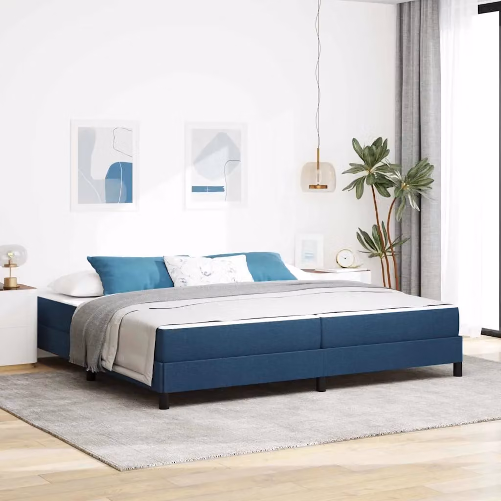vidaXL Letto a molle moderno in tessuto blu L: 200 cm, P: 200 cm, H: 45 cm – 1