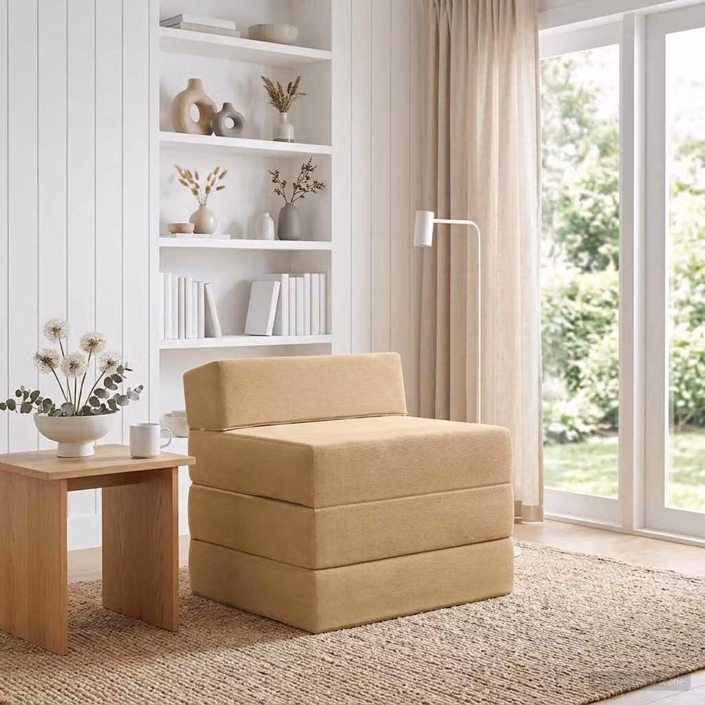vidaXL Divano Letto Pieghevole Minimalista Grigio Verde Chiaro con Materasso in Schiuma