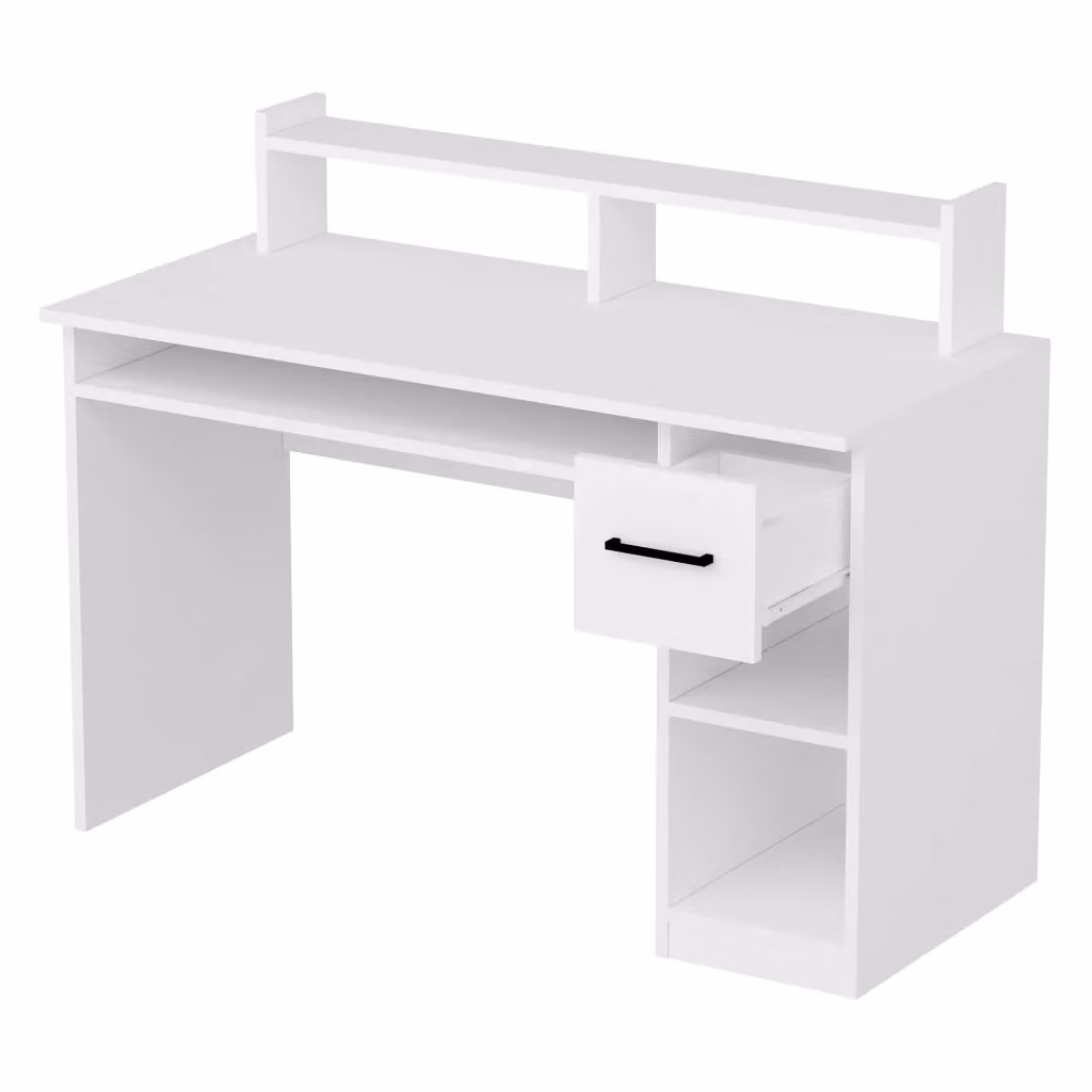 Scrivania Roletto DMORA con 5 ripiani, colore bianco, L 120 cm x P 99 cm x H 55 cm – 2