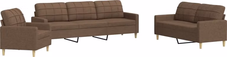 Set di Divani 3 pz Marrone in Tessuto