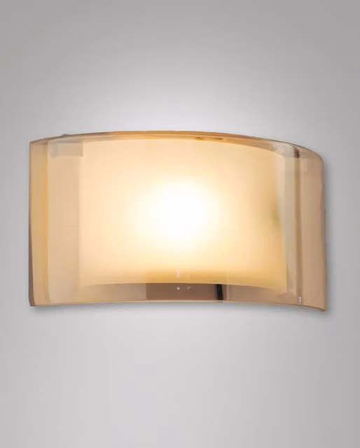 Lampada da Parete Fabas Alide con Struttura in Metallo e Vetro Ambra, Attacco E27 40W IP20, Diametro: 34 cm – 1
