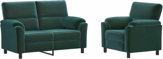 Set di 2 divani moderni vidaXL in velluto verde con struttura in metallo per il tuo soggiorno