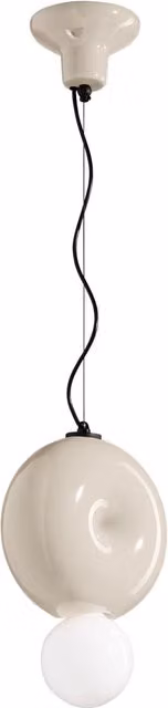 Ferroluce Lampada a Sospensione BumBum in Ceramica Beige Stile Art Déco con Attacco E27