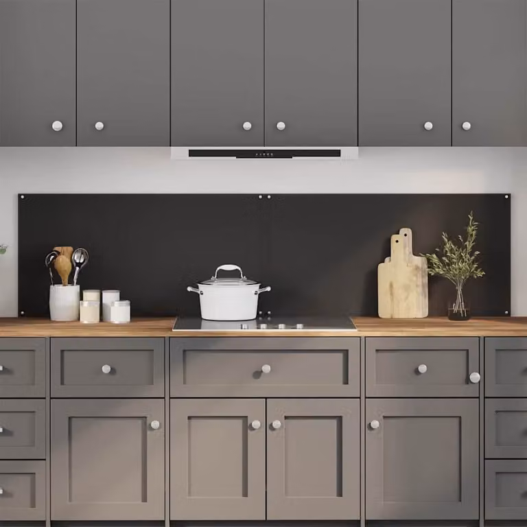 Set di 2 schienali per cucina vidaXL in vetro temperato nero, L: 100 cm, H: 50 cm