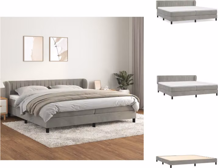 vidaXL Letto a molle con materasso grigio chiaro 200x200 cm in velluto - Letti e strutture letto