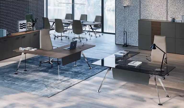 Eckschreibtisch Bürotisch Computertisch Büromöbel Designermöbel Glastisch