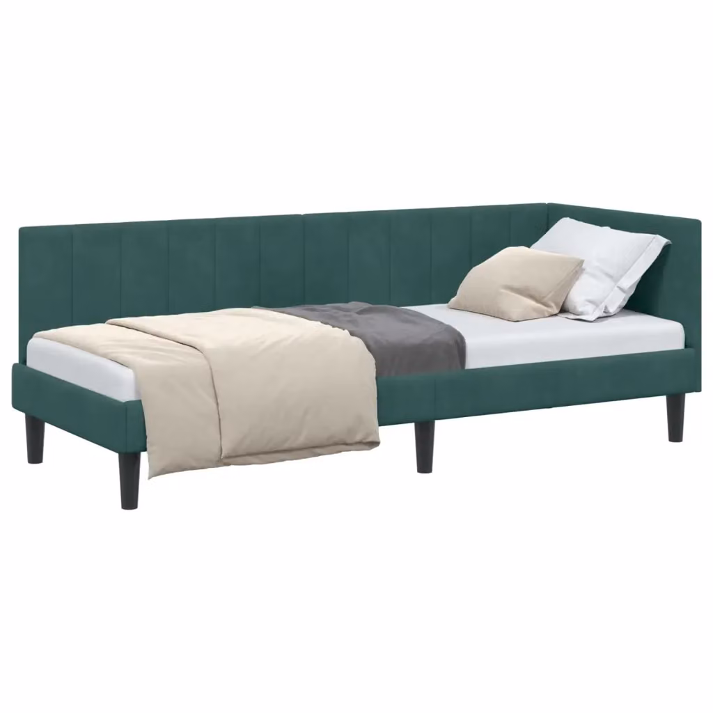 Cornice del letto ad angolo vidaXL in velluto verde con chaise longue asimmetrica L: 200 cm, P: 80 cm, H: 72 cm – 2