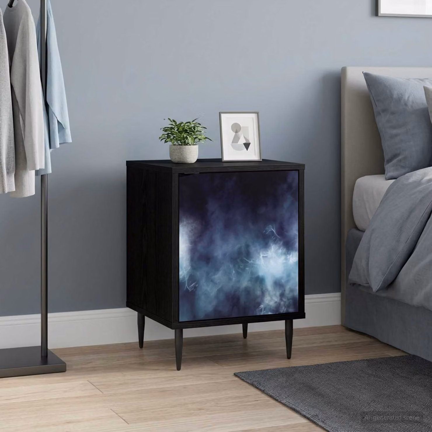 Armadio da Notte vidaXL RAALTE Rovere Nero L: 36 cm, P: 33 cm, H: 51 cm