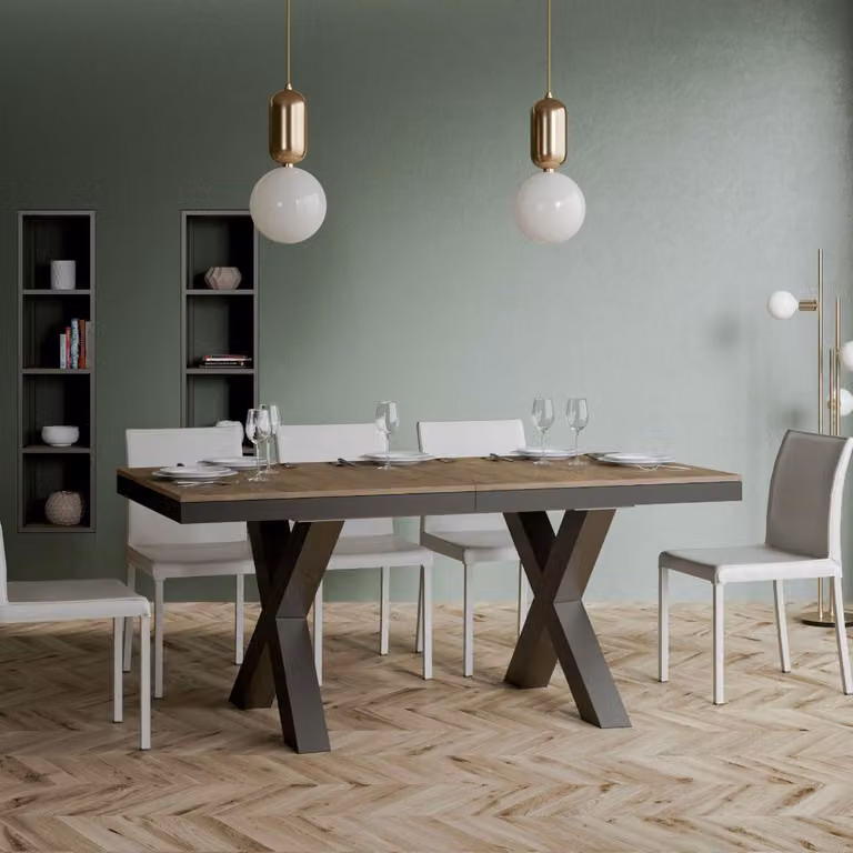 ITAMOBY - Tavolo allungabile 160/420x90 cm Traffic Evolution noce telaio e gambe antracite