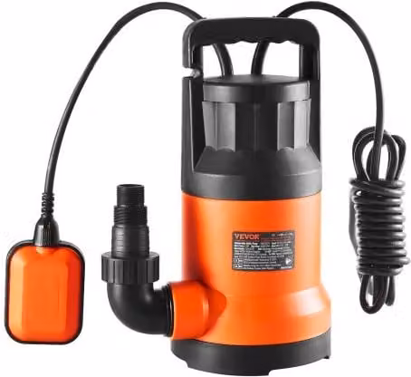 VEVOR Pompa ad Acqua Sommergibile 700 W Pompa Acque Scure Portata Elevata 18184,36 L/H Prevalenza 10,1 m con Cavo di Alimentazione per Scaricare l'Acqua dalla Piscina Stagno da Giardino Seminterrato