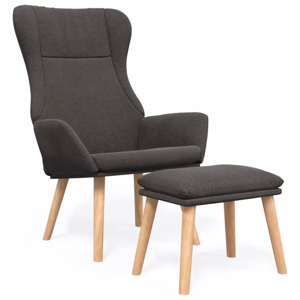 Poltrona Relax con Poggiapiedi vidaXL in Tessuto Grigio con Struttura in Metallo e Legno – 2
