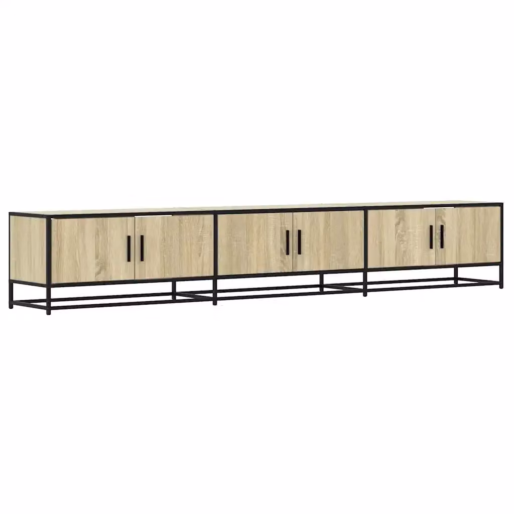 Mobile TV stile industrial vidaXL in legno e metallo color rovere, L: 240 cm, P: 35 cm, H: 41 cm – 2