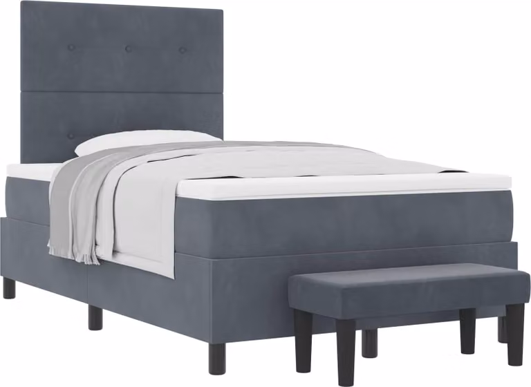 Letto a molle con testiera Grigio scuro 200 x 120 cm Velluto
