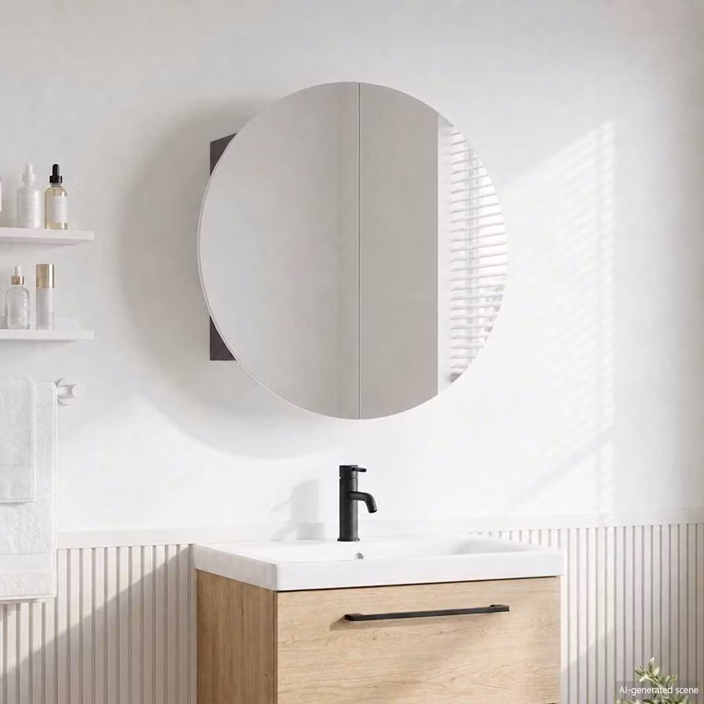 Armadio da bagno con specchio e illuminazione LED vidaXL, Grigio, L 47 cm x P 17,5 cm x H 47 cm
