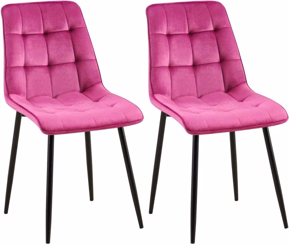 set di 2 sedie da pranzo - sedie in velluto - elevato comfort di seduta | Colore: Viola | Materiale: Morbido