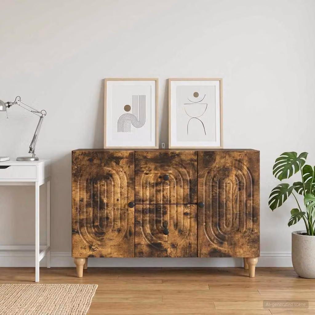 Mobile TV vidaXL in legno e metallo color rovere fumo L/P/H: 89 x 34,5 x 60 cm