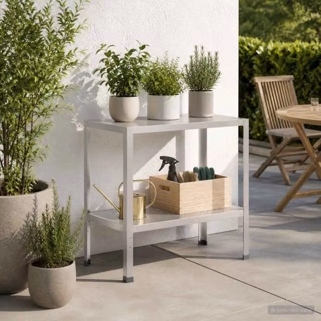 Tavolo da rinvaso vidaXL in acciaio inox argento L 60 cm x P 50 cm x H 80 cm – 1