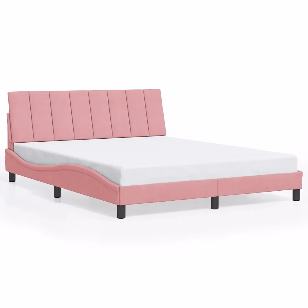 Giroletto senza materasso Hanko vidaXL in velluto rosa, L 160 x P 200 cm – 2