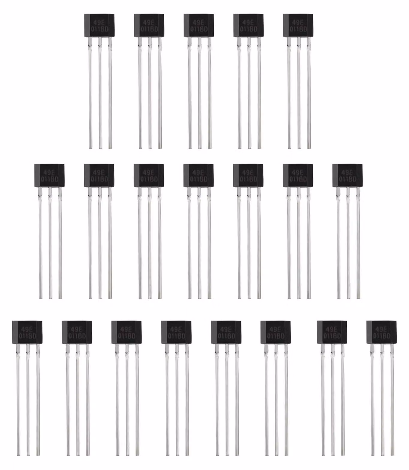 20 sensori Hall lineari, modello 49E, con package TO-92, 3 pin, tensione di alimentazione da 3 a 6,5V