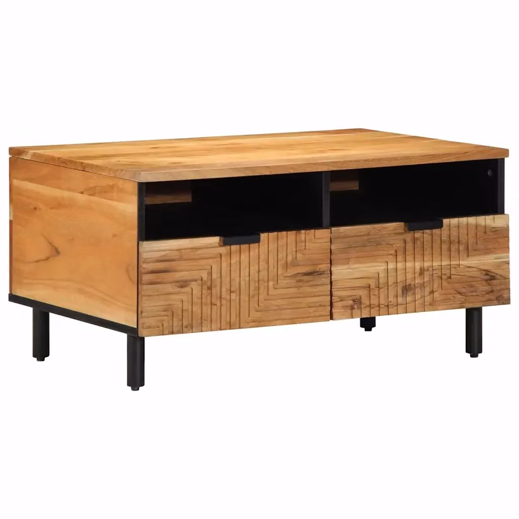 Tavolino da salotto moderno vidaXL in legno di acacia marrone L: 80 cm, P: 54 cm, H: 40 cm – 2