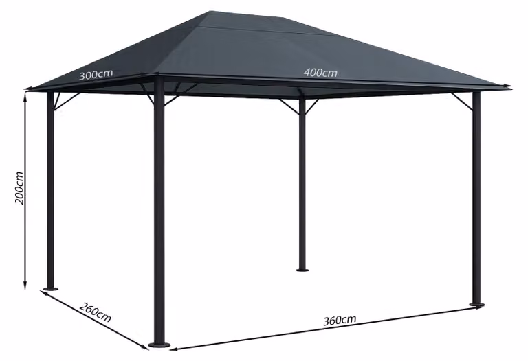 Padiglione da giardino in metallo Nizza 3x4m Grigio RAL 7012