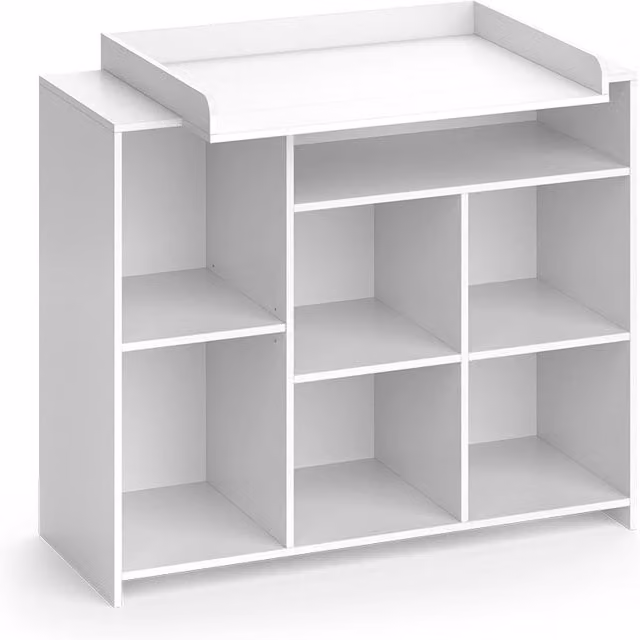 Fasciatoio Oskar Vicco Bianco con ripiani aperti e protezione di sicurezza L 113 cm x P 100 cm