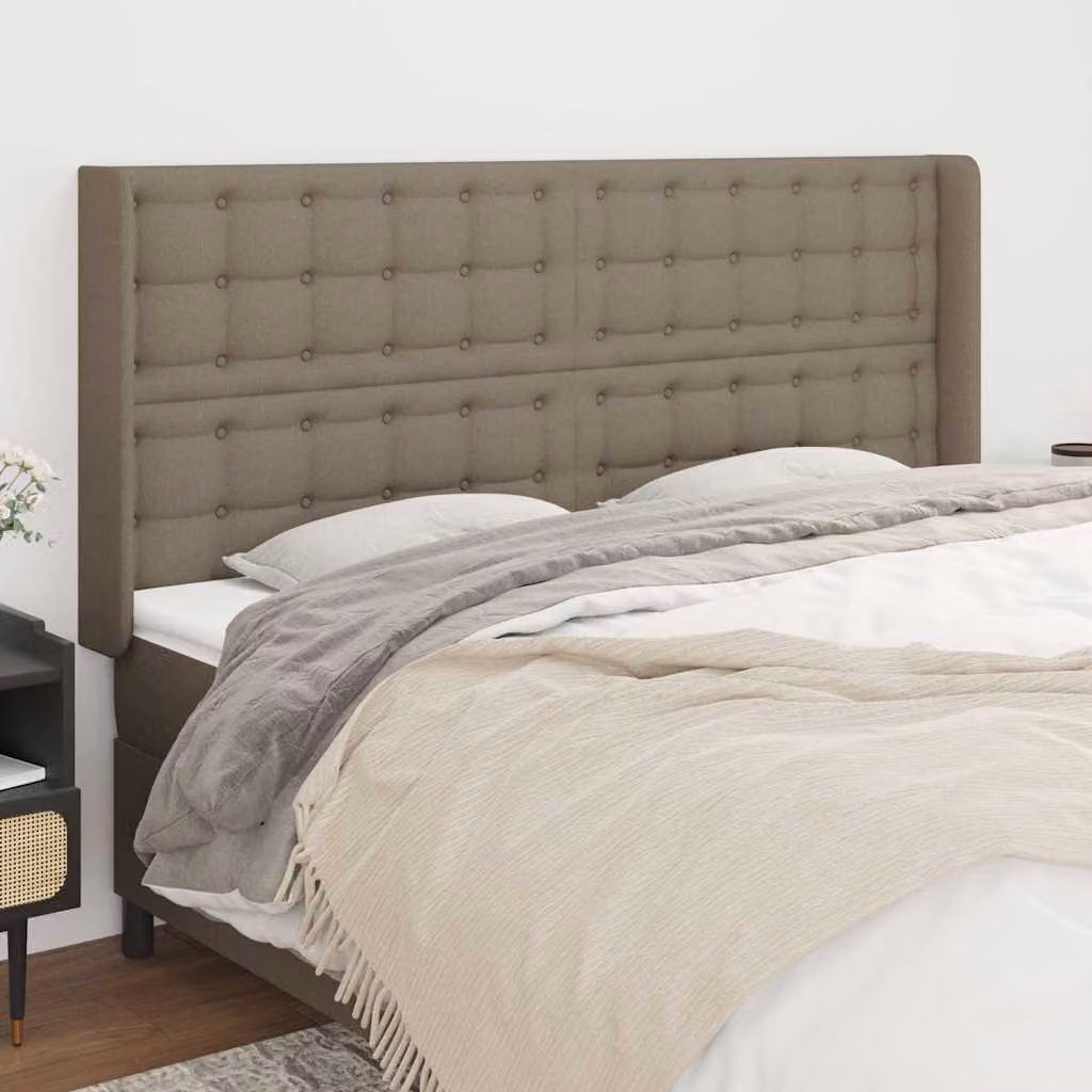Testiera ad Orecchio vidaXL in Tessuto Beige e Grigio L: 183 cm, P: 16 cm, H: 118 cm – 1