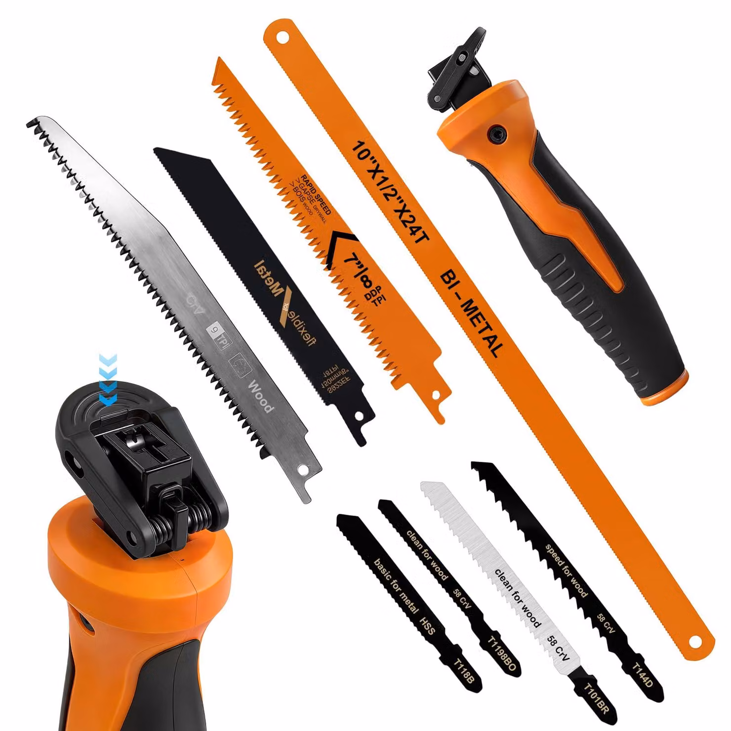 Seghetto multiuso 8-in-1 - Set di seghetti per metallo - Lame Acciaio al carbonio - Adatto per legno, metallo, plastica, cartongesso