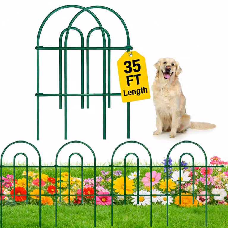 Recinzione per giardino in acciaio inossidabile, 61 cm (altezza) x 43 cm (larghezza), 25 pannelli, colore verde