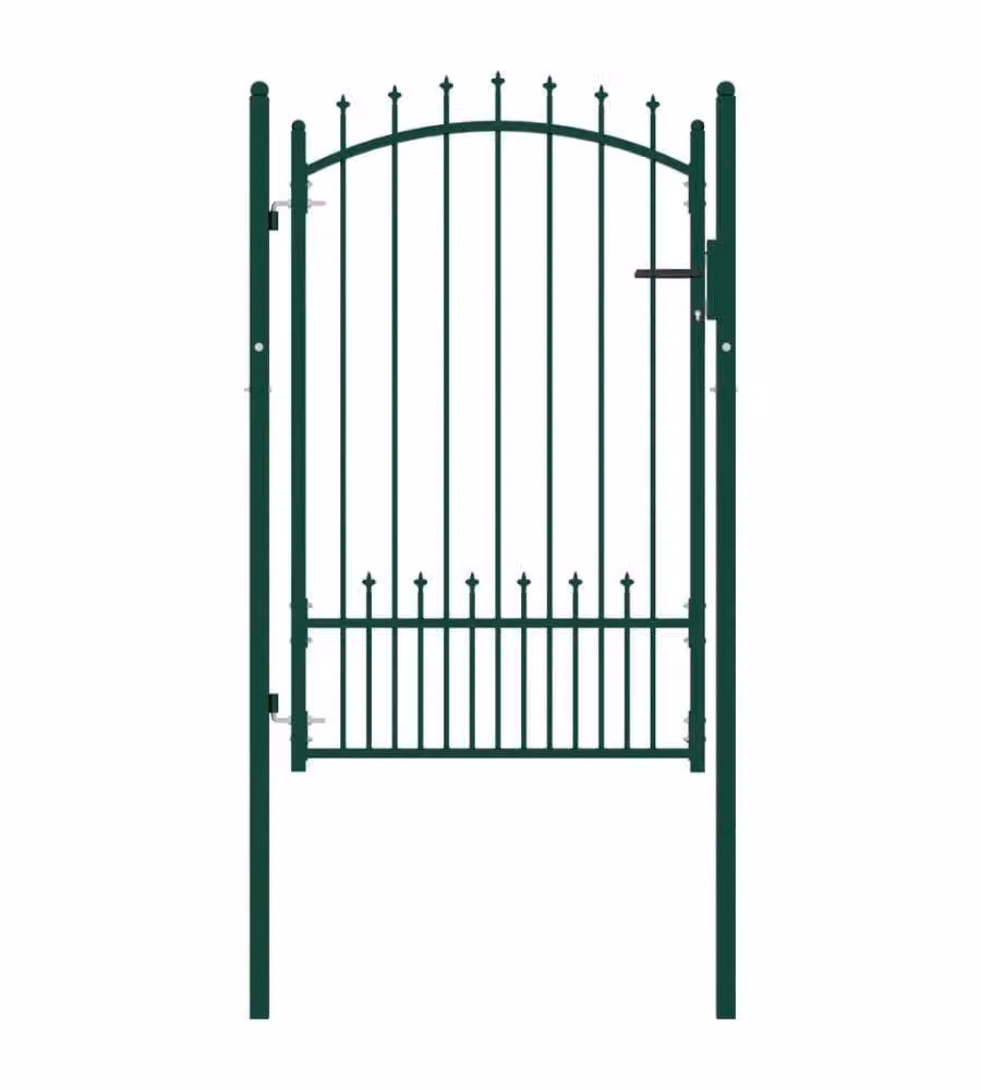 Cancello per Recinzione con Punte in Acciaio 100x150 cm Verde 146395