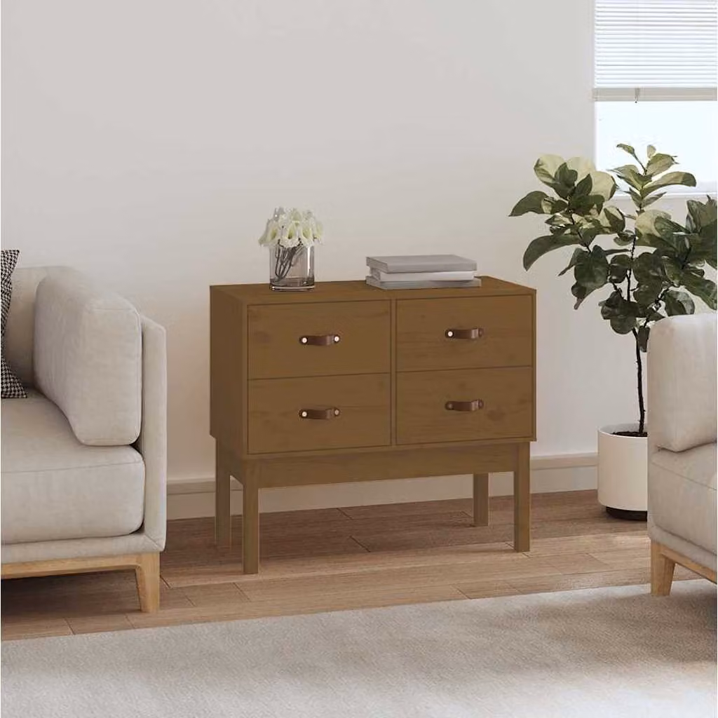 vidaXL Tavolo Consolle in Legno Massello di Pino Marrone Stile Rustico L/P/H: 90 x 40 x 78 cm