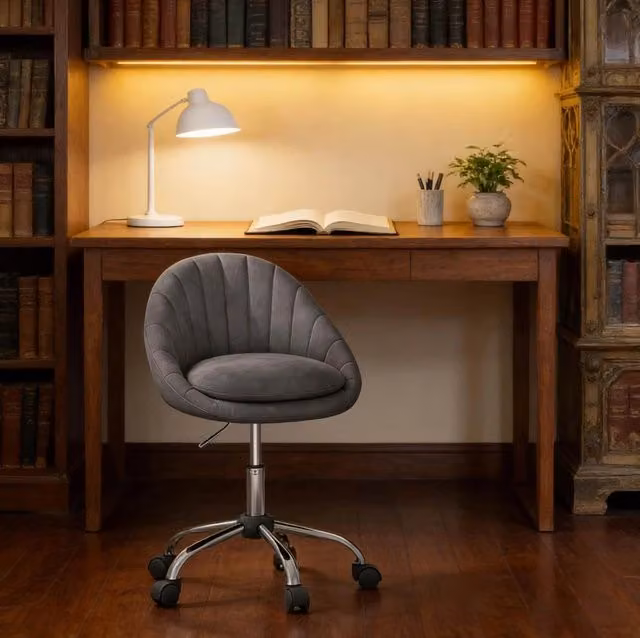 Sedia da ufficio 52 x 72-82 x 52 cm grigio scuro – girevole con ruote regolabile