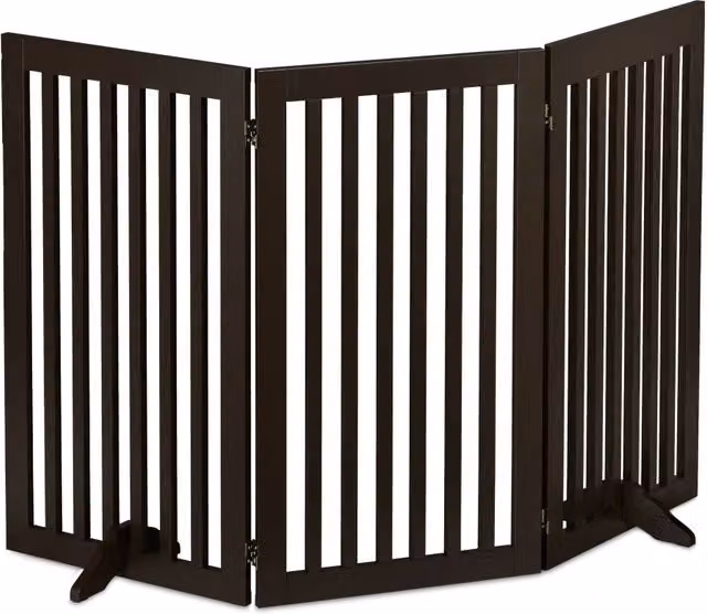 Barriera di sicurezza rettrattile per cani a 3 pannelli 92 x 51 x 1,8 cm proteggi scale ingresso in MDF marrone 13_0010904