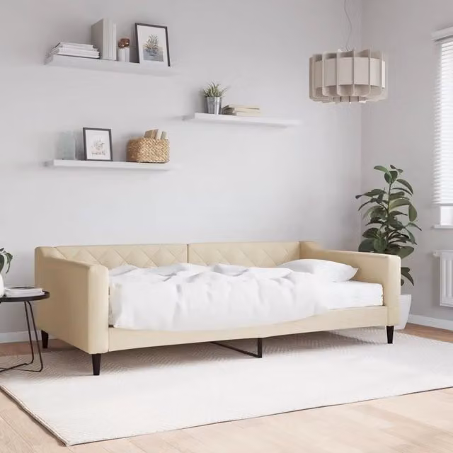Divano Letto con Materasso-Sofa Letto-Daybed Crema 100x200 cm in Tessuto 672455