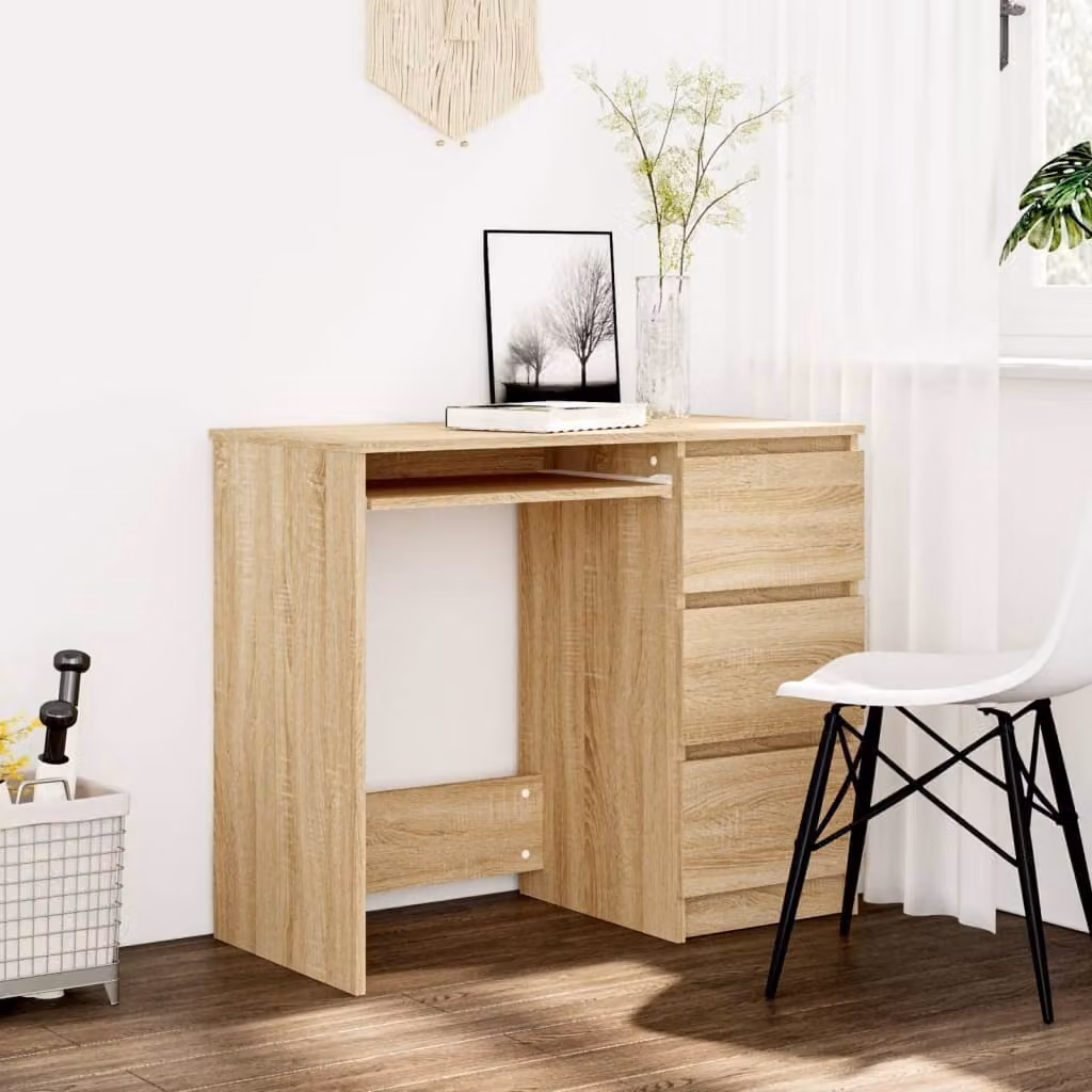 The Living Store Scrivania rovere Sonoma 90x45x76 cm materiale legno