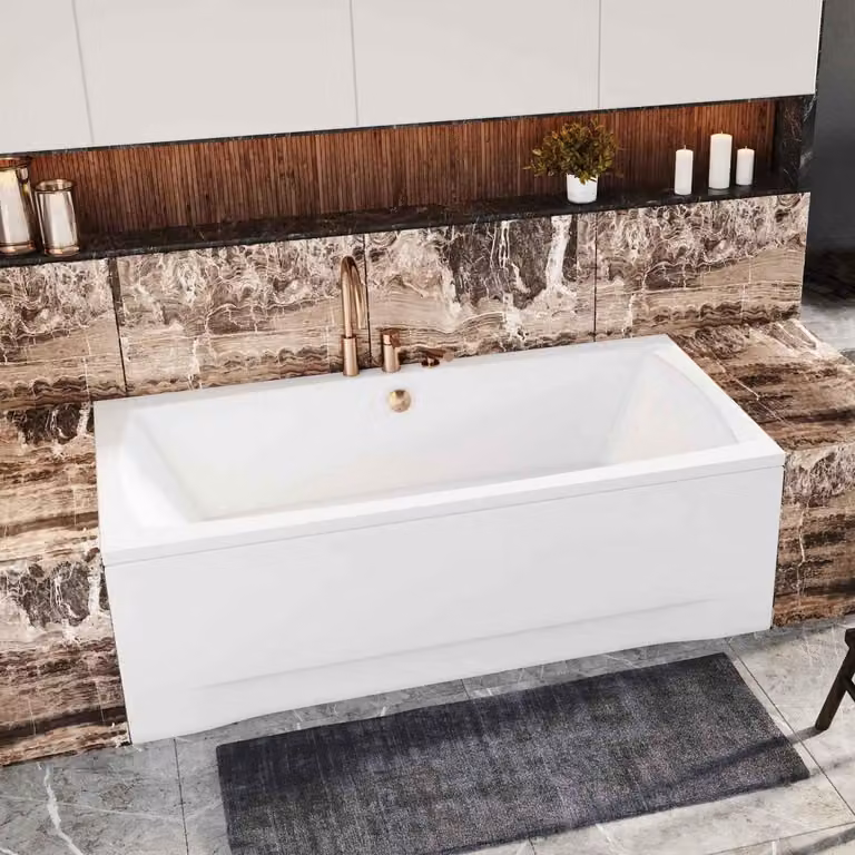 Vasca rettangolare 140x70 con grembiule in acrilico, set di scarico e piedini GRATIS | Set completo 4in1 Vasca originale in acrilico con sifone | BADLAND APRI