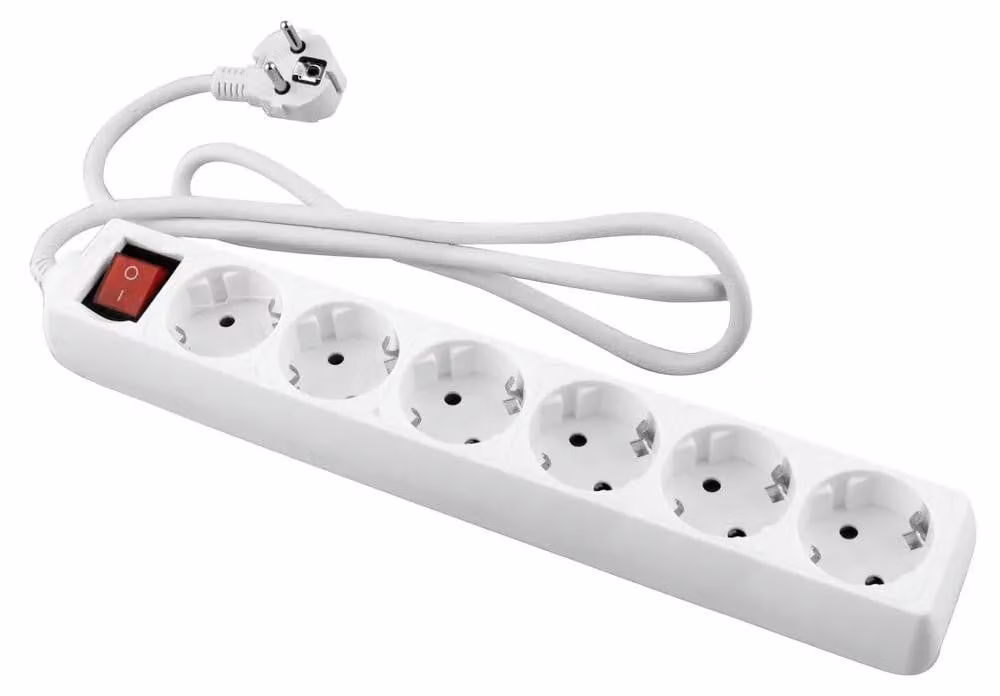 Cavo per interruttore Onlex con 6 prese, lunghezza 3 metri, con spina europea, 220V, colore argento, taglia unica